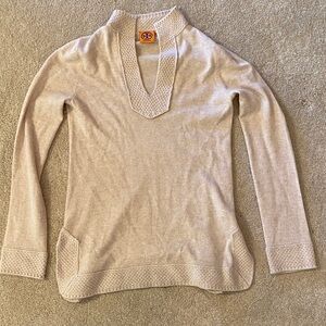 Tory Burch Cream Cashmere V-Neck Sweater